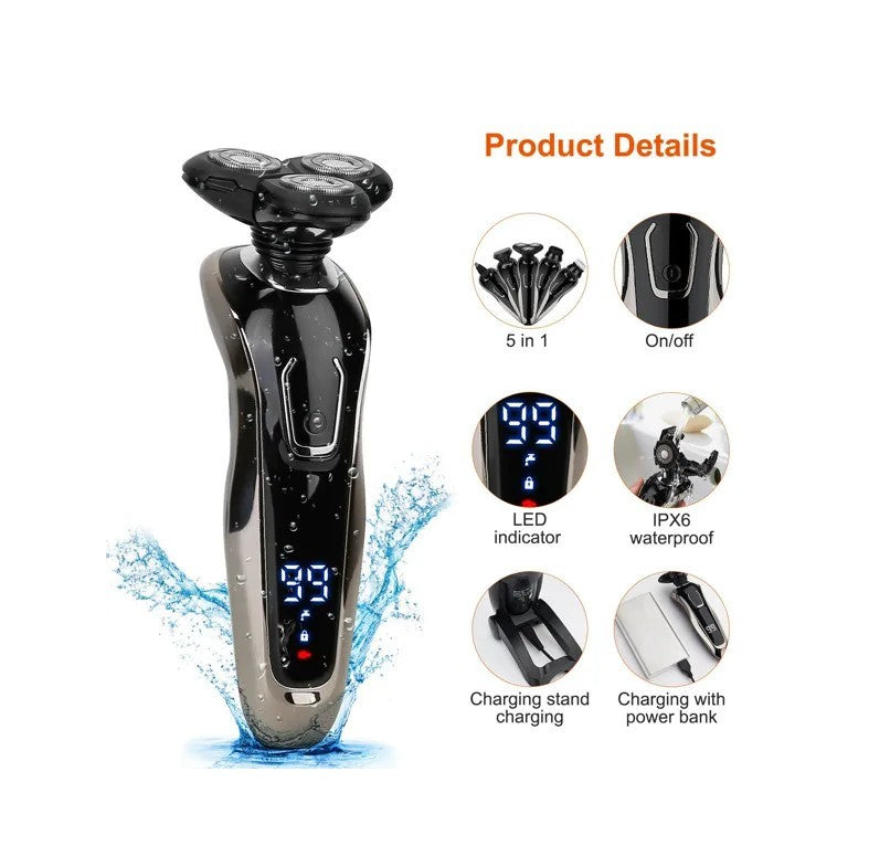 Men’s 5-in-1 Electric Razor Grooming Kit ⚙️ IPX6 Waterproof, Rechargeable