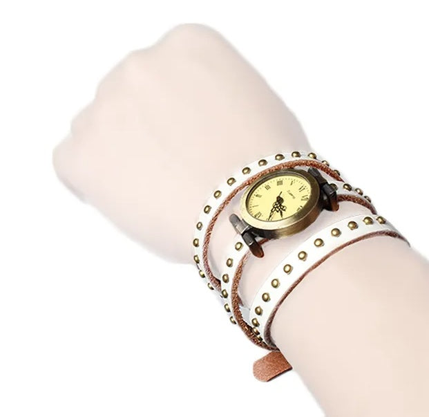 Rivet Leather Belt Retro Style with Matching Watch Chain