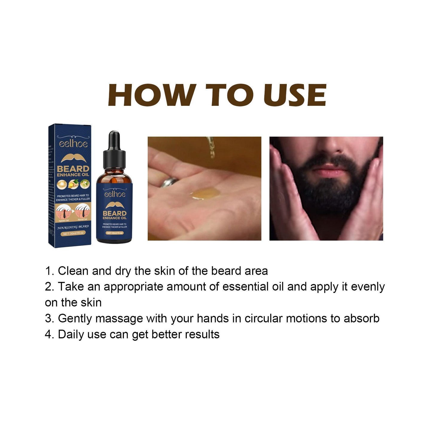 EELHOE Beard Oil Strengthen Roots, Soften & Add Healthy Shine