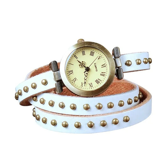 Rivet Leather Belt  Retro Style with Matching Watch Chain