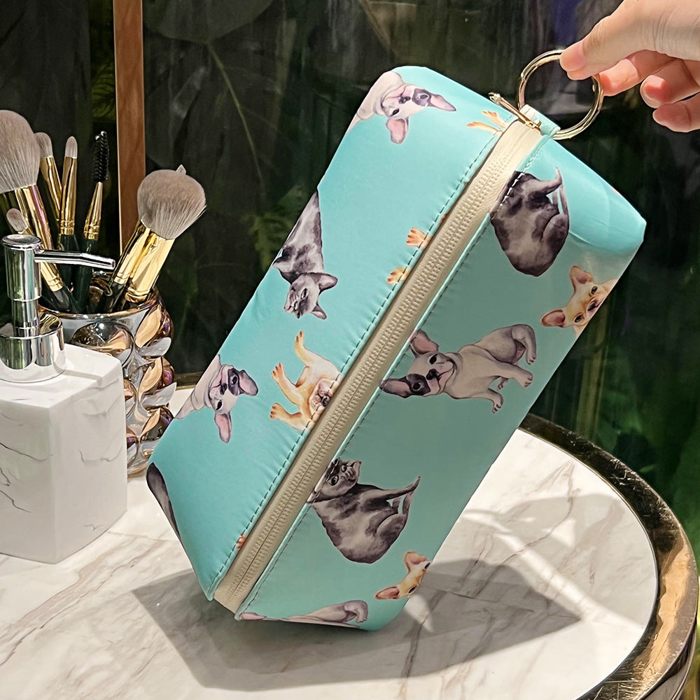 Waterproof Cosmetic Bag  Cute Dog Print, Travel Makeup Organizer