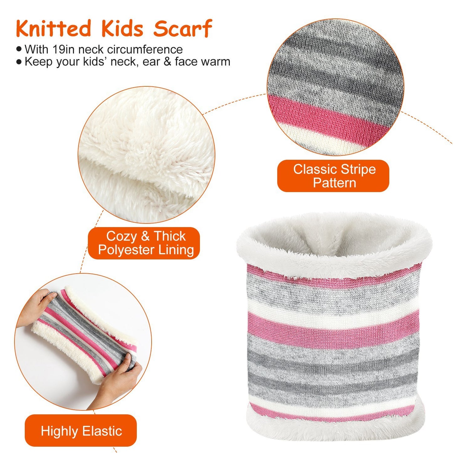 Kids’ Winter Set  Hat + Scarf + Gloves (Ages 4–7) | Soft Knit, Fleece-Lined, Pom Beanie