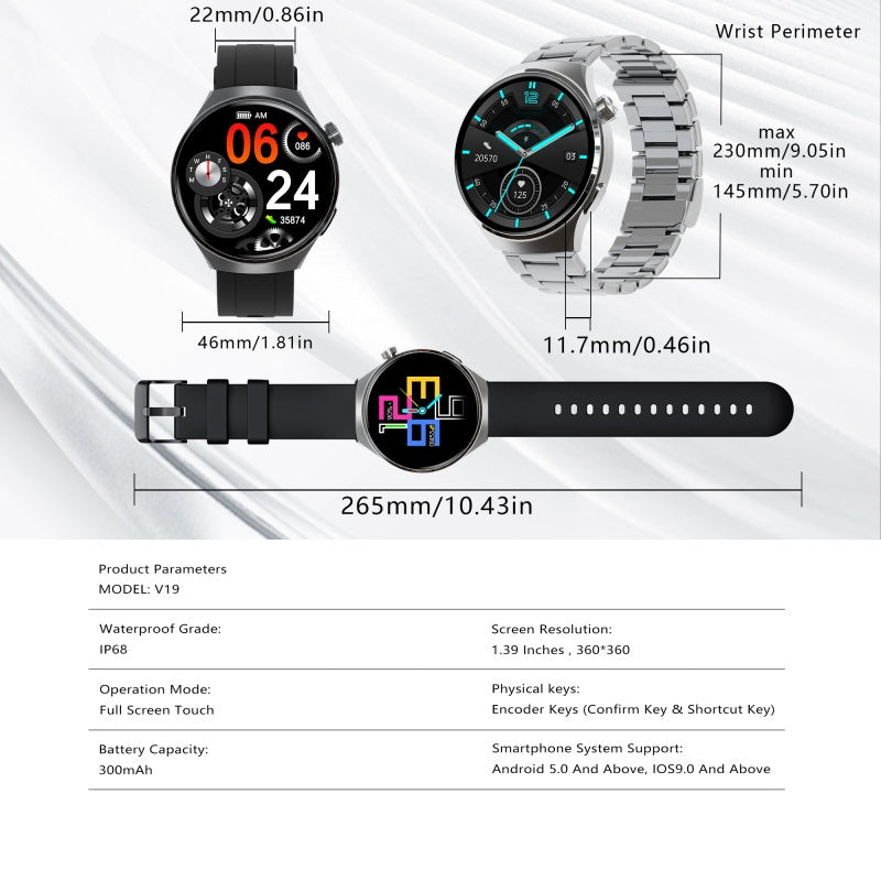 SENBONO V19 Business Smart Watch  Answer Calls, HR, Waterproof