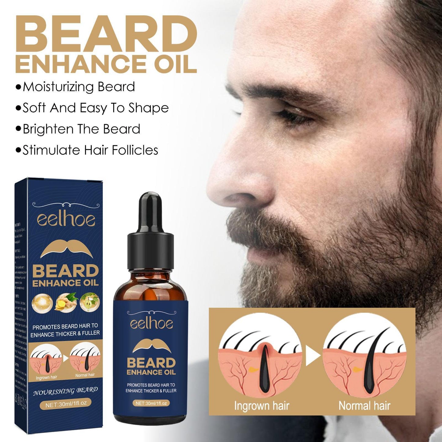 EELHOE Beard Oil  Strengthen Roots, Soften & Add Healthy Shine
