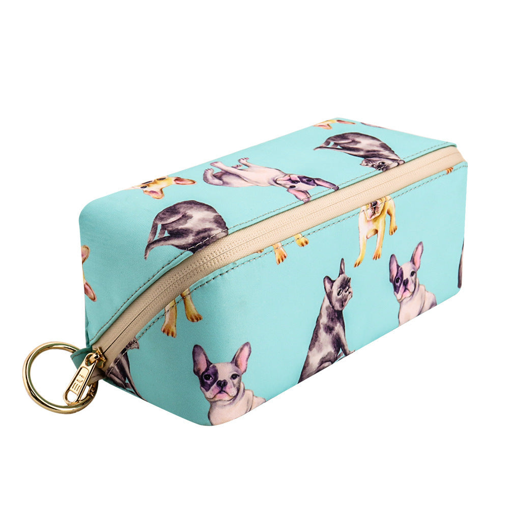 Waterproof Cosmetic Bag  Cute Dog Print, Travel Makeup Organizer