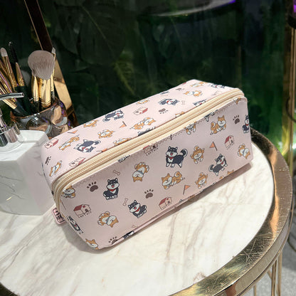 Waterproof Cosmetic Bag  Cute Dog Print, Travel Makeup Organizer