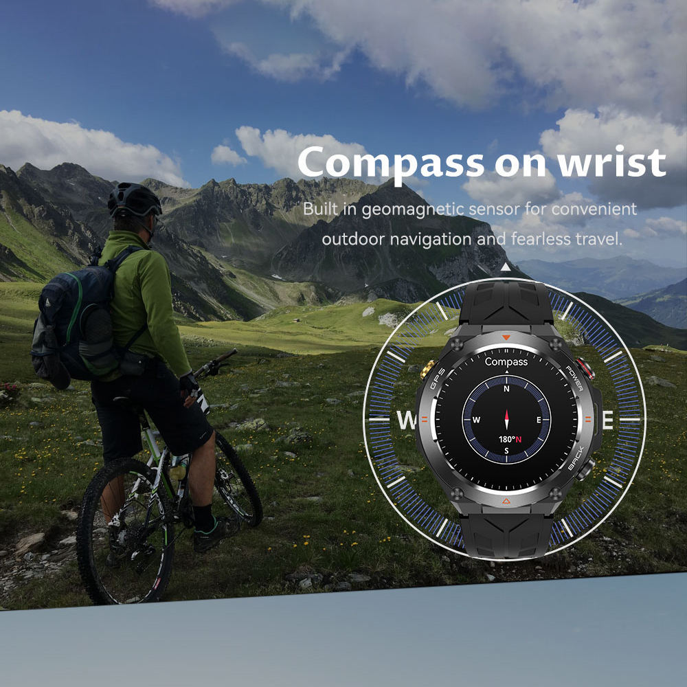 SENBONO GPS Smart Watch  1.45″ HD, Altimeter/Barometer/Compass, AI Voice